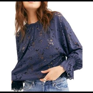 Free People Long Sleeve Lace Top